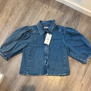 Zara Puff sleeve Denim Shirt NWT
